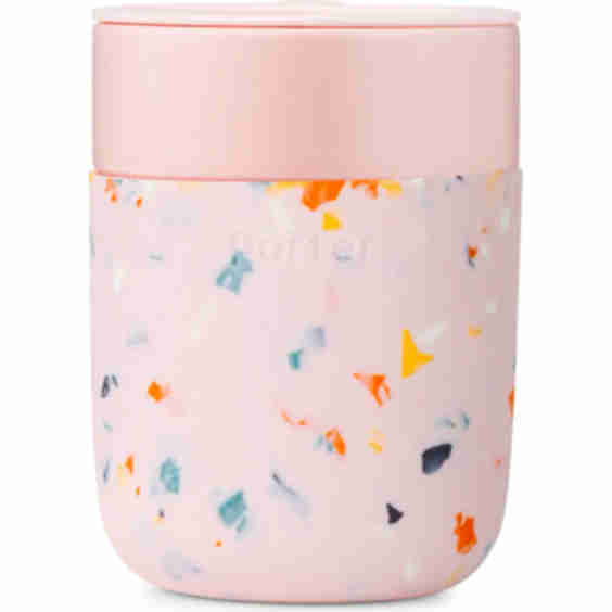 Porter Terrazzo Ceramic Mug - Reusable 12 Oz Coffee Mug With Silicone Wrap