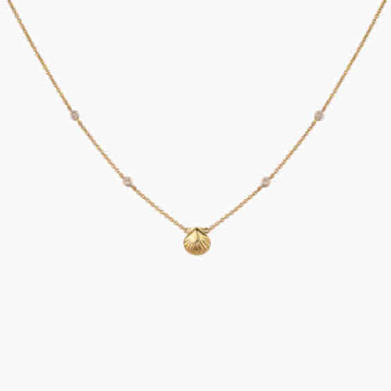 Diamond Tiny Sunrise Shell Necklace