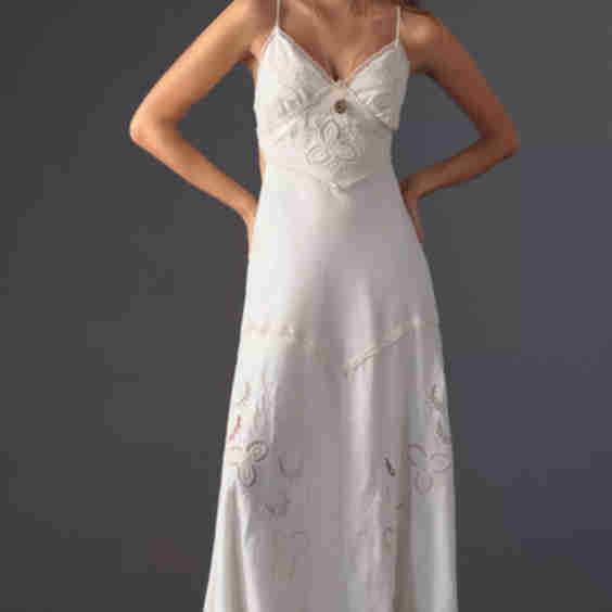 Cutwork Open-Back Maxi Dress