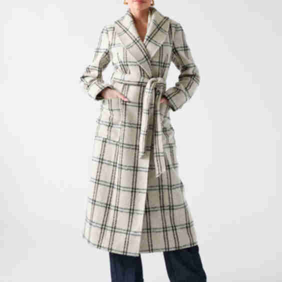 Charlize Sequin Plaid Wrap Coat