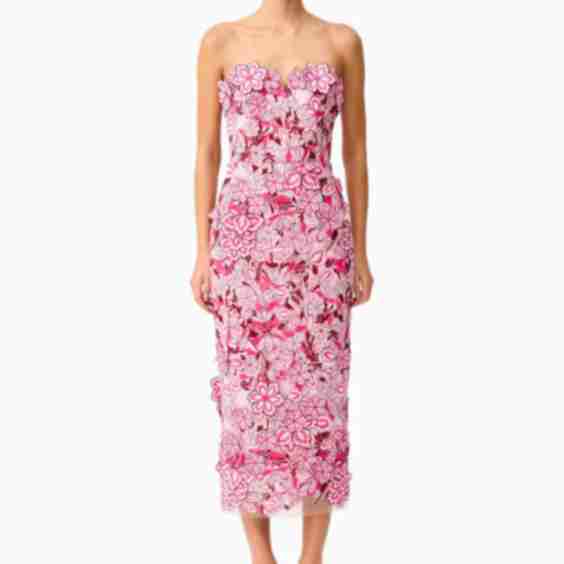 Roseate Strapless Midi Dress