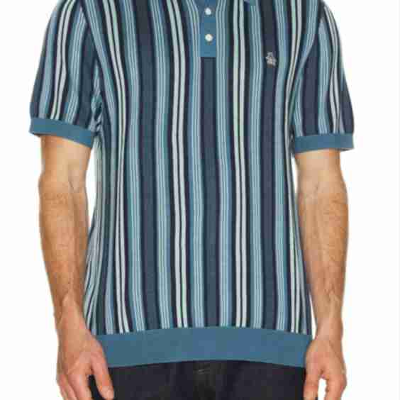 Vertical Stripe Polo Top