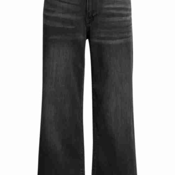 Crop Raw Hem Wide Leg Jeans