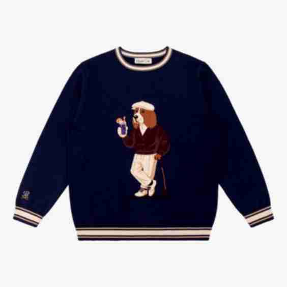 19th Hole Basset Hound Transfusion Men's Knit Golf Sweater