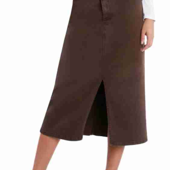 Emmeline Crossover Waist Denim Midi Skirt