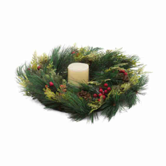 Melted Smooth Moving Flame Pillar Led Candle Christmas Wreath