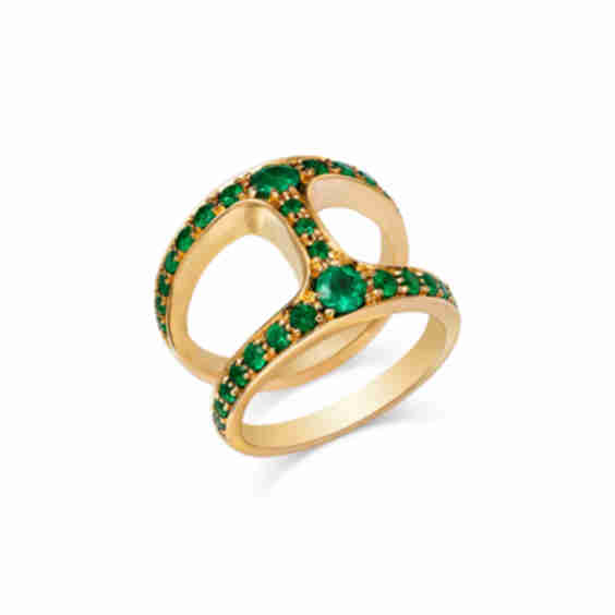 18K Yellow Gold Brute Phantom Emerald Ring