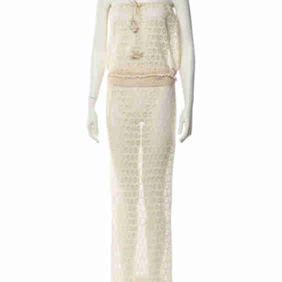 Lace Pattern Crochet Trim Skirt Set