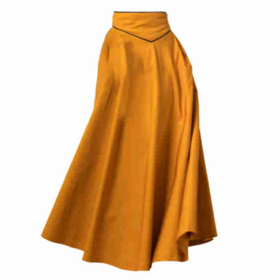 Maxi A-Line Cotton Skirt With High Waist And Pockets