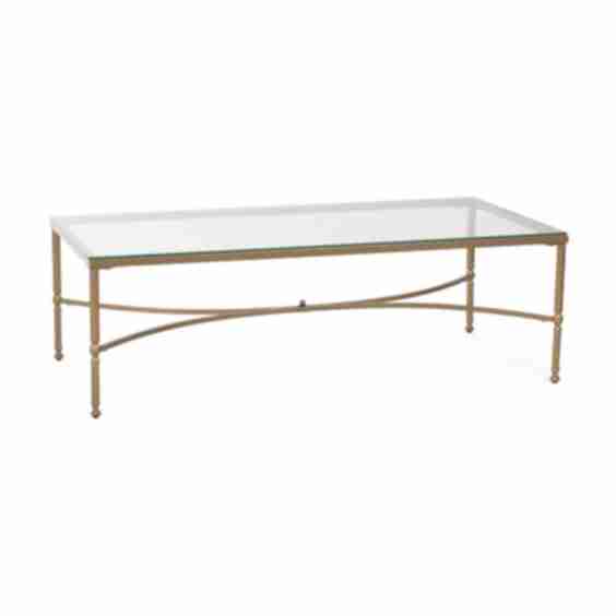 18.5x58x30 Bonnifait Iron and Glass Rectangular Coffee Table