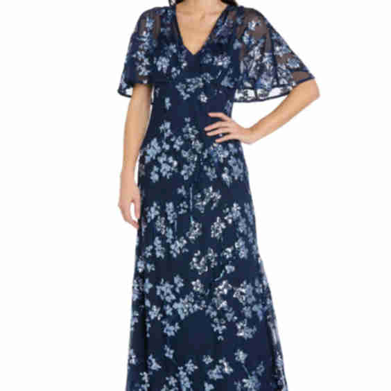Long Sequin Floral Dress