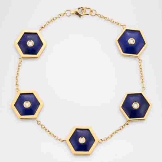 Baia Sommersa 18K Yellow Gold Bracelet With Diamonds And Lapis
