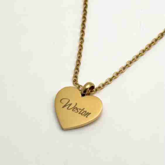 Engraved Heart Pendant Necklace