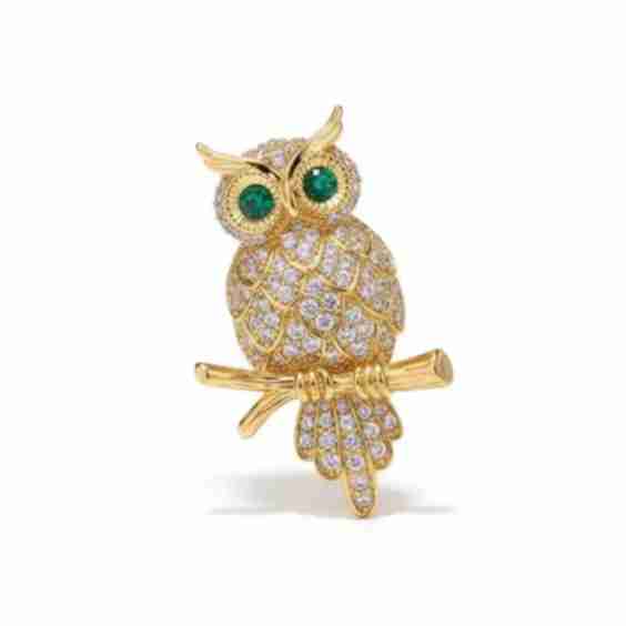 Green-Eyed Owl Brooch