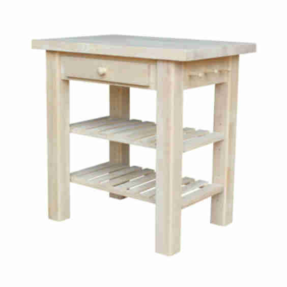 Unfinished Kitchen Utility Table with Drawer