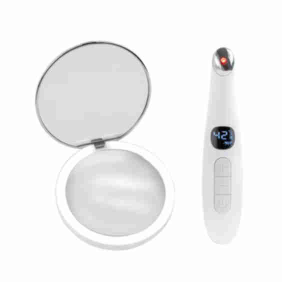 Eye Massager and Flip N Charge Led Mirror Travel Bundle