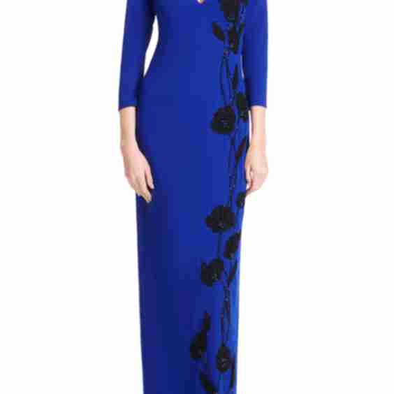 Beaded Stretch Crepe Gown