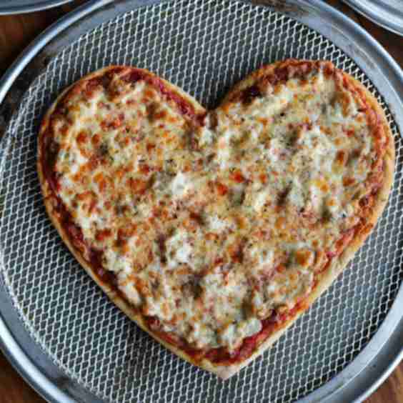 Heart-Shaped Thin Crust Pizzas 