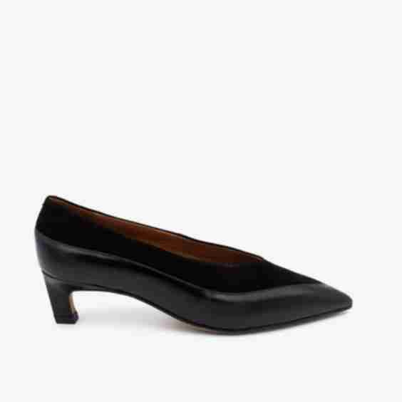 Cherie Leather and Suede Mini Heel Pump