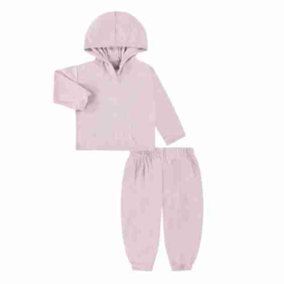 Garment Dyed Slub Ribbed Hoodie and Baggy Pant Set