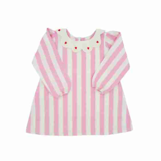 Mabel Girl Dress In Pink Sugar Stripe
