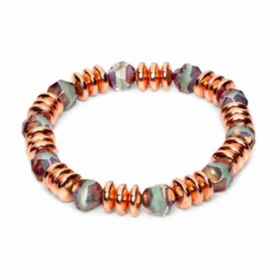 Hematite & Bohemian Crystal Stretchable Bracelet
