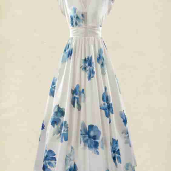 Linen Maxi Dress, Sleeveless, V neck, Floral, Vintage