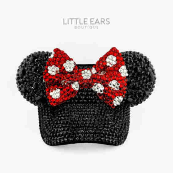 Shiny Minnie Bow on Deep Visor Headband