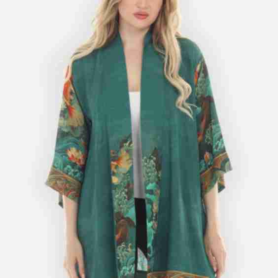 Koi Fish Sea Wave Kimono Jacket