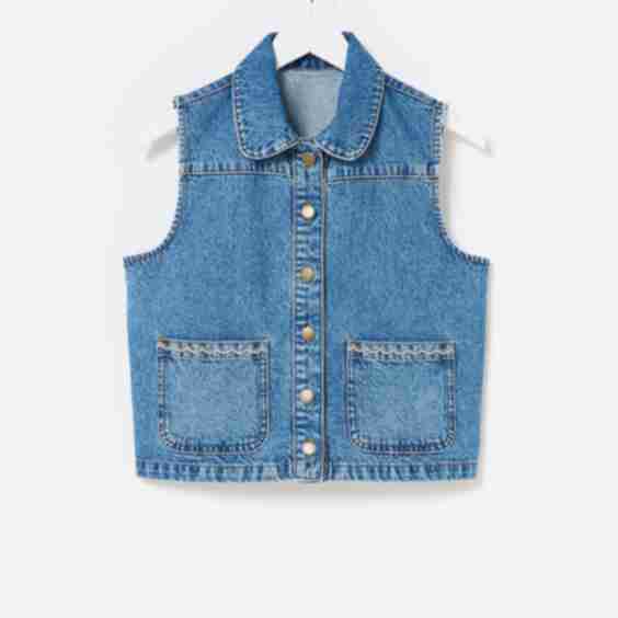 Collared Denim Waistcoat