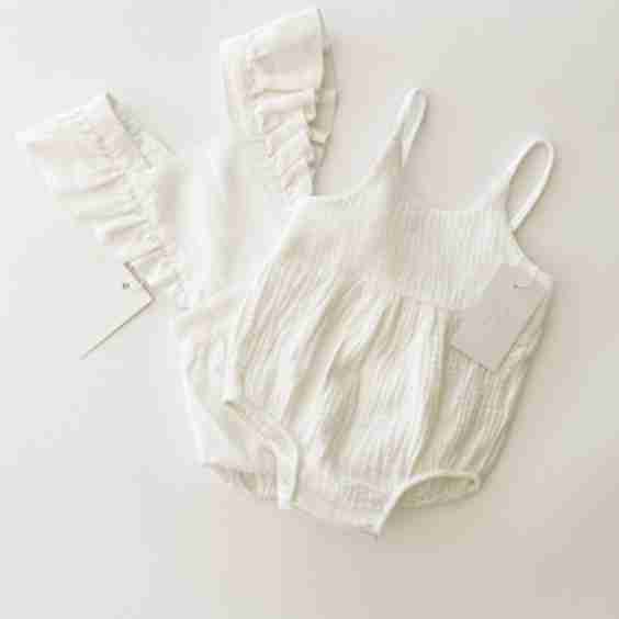 Linen Flutter Sleeve Bloomer Romper