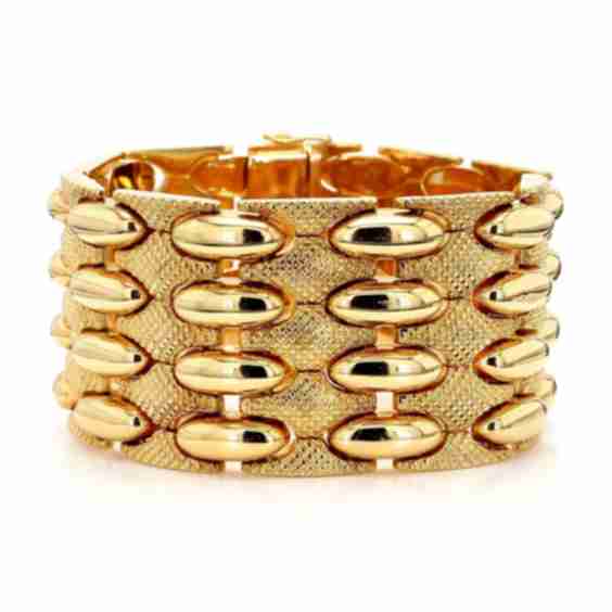 Vintage Retro 18k Gold Wide Multi-Link Bracelet