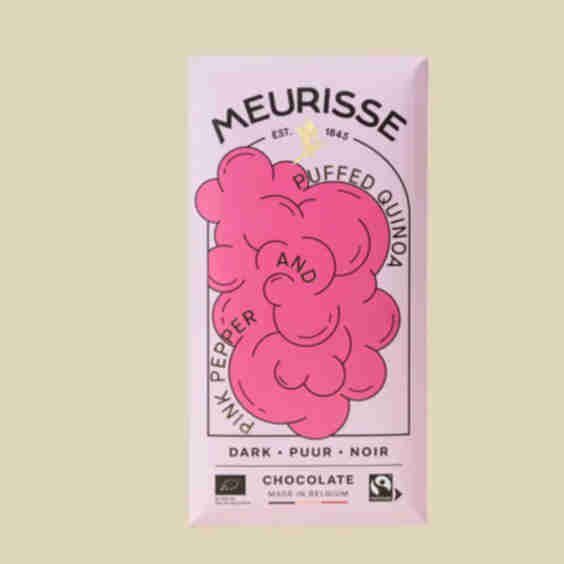 Puffed Quinoa And Pink Peppercorn Dark Chocolate Bar