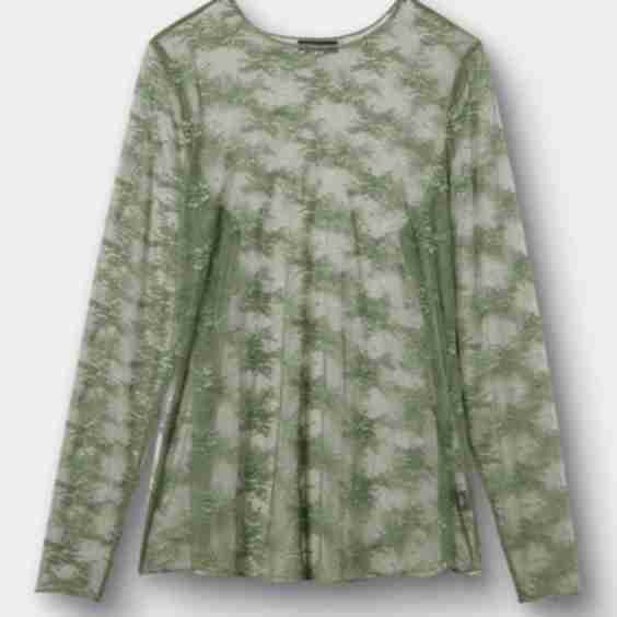 Sheer Lace Long Sleeve Crew Top