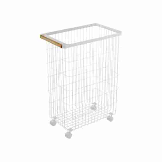 Rolling Wire Basket (24" H) - Steel + Wood