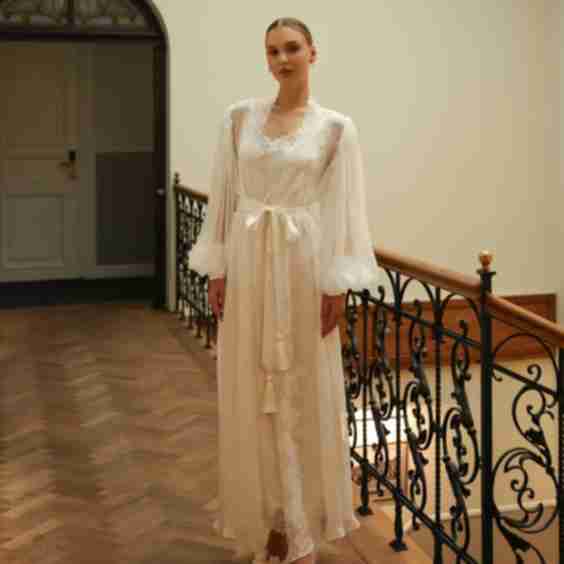 Geneva Silk Robe And Nightgown Set