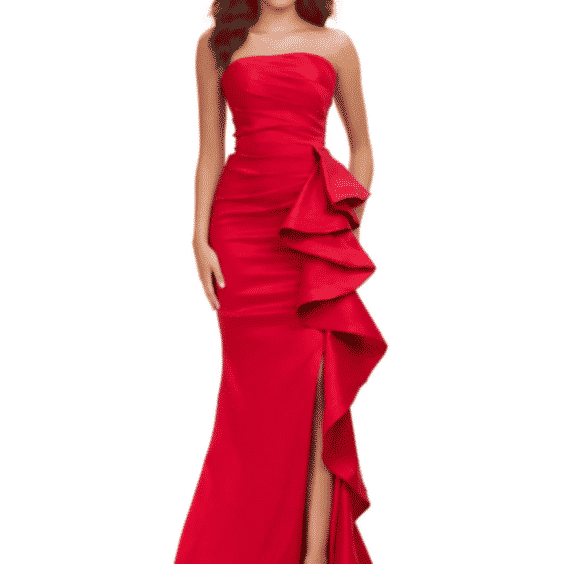 Strapless Side Ruffle Prom Dress