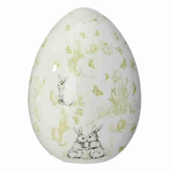 8.5" Dolomite Bunny Toile Egg