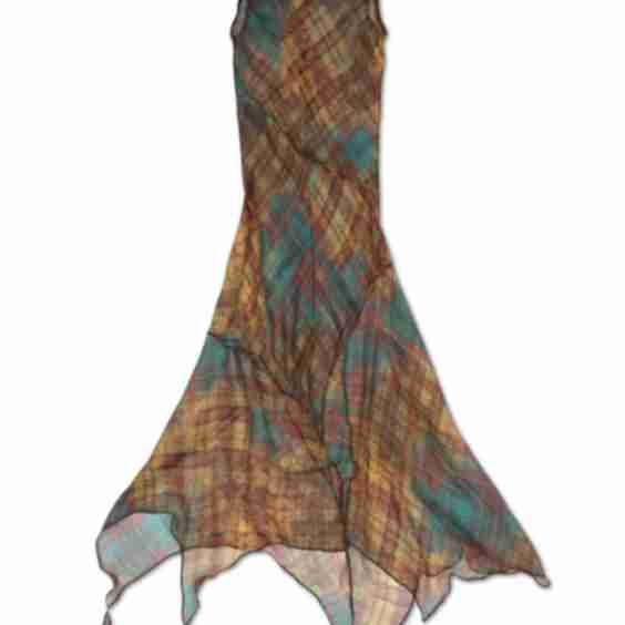 Sunset Plaid Silk Dress 