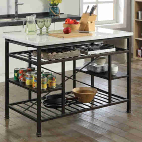 Lanzo Marble & Gunmetal Kitchen Island Counter