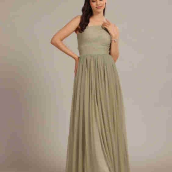 One Shoulder Tulle Maxi Dress
