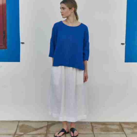 Sion Gathered Linen Skirt
