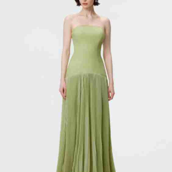 Luna Slubbed Bustier Pleated Gown