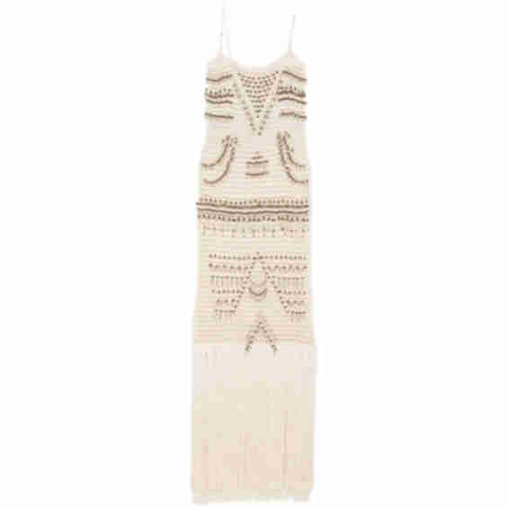 Takara Bead-Embellished Fringed Maxi Dress