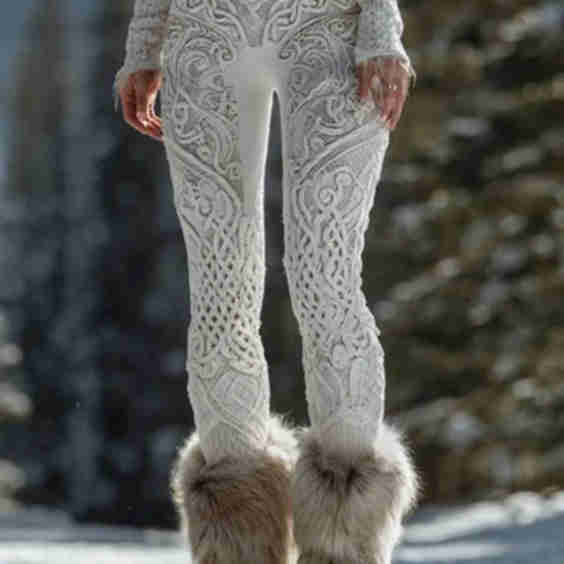 Retro Winter Celtic Knot Jacquard Knit Leggings