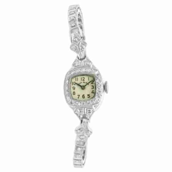 14K Gold Vintage Art Deco Diamond Manual Wind Watch (Pre-Owned)