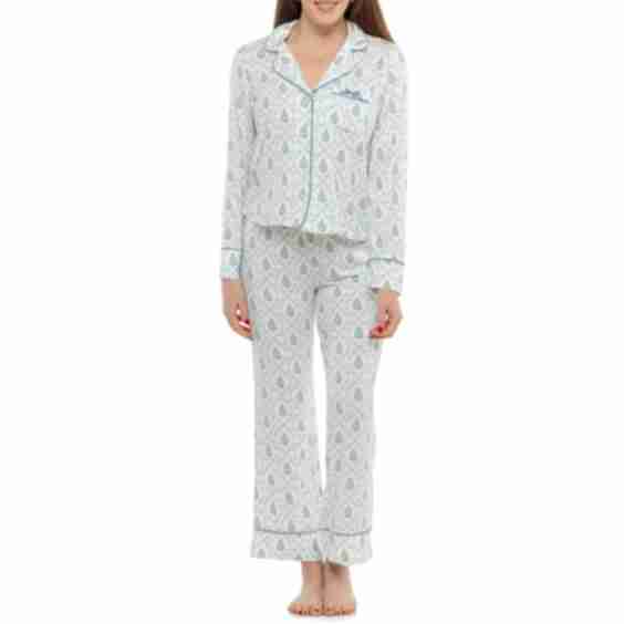 Shabby Chic Holiday Modal Notch Collar Pajamas - Long Sleeve