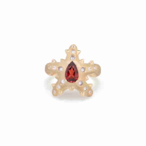 Studded Stella Ring With Garnet