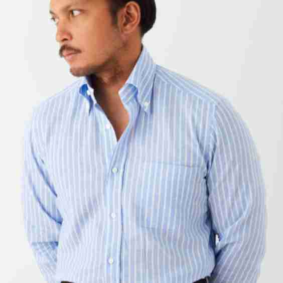 Button Down Sport Shirt Cotton-Linen 