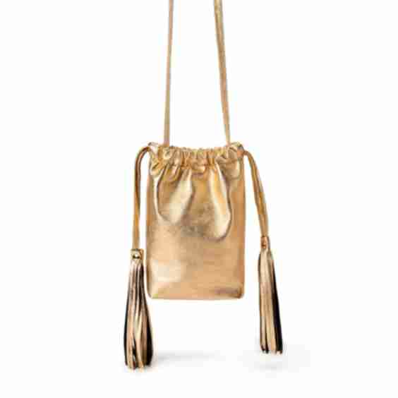 Small Gold Leather Purse- Evening Pouch